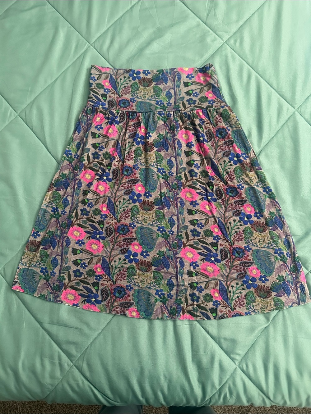 NATURAL LIFE Floral A-Line Skirt in Pink, Blue & Green